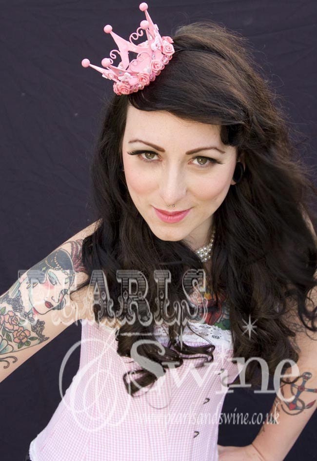 Marie Antoinette Crown Burlesque Gothic Lolita Burlesque Bride Goth Pinup Fascinator Accessory from Pearls & Swine