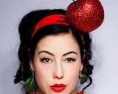 Giant Cherry Headband Burlesque Fascinator Hat Millinery Rockabilly Red Hair Accessory Bridal by Pearls & Swine