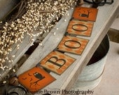 Primitive Folkart Halloween BOO WITH OWL Banner Garland Sign Fall Decoration