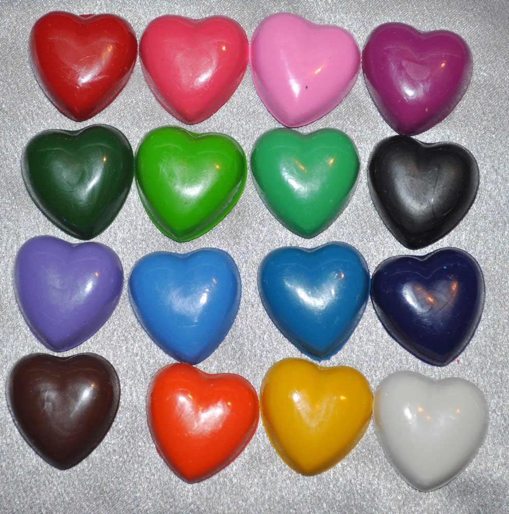 Recycled Crayons Heart Shaped - Total of 16 Hearts Il_570xn
