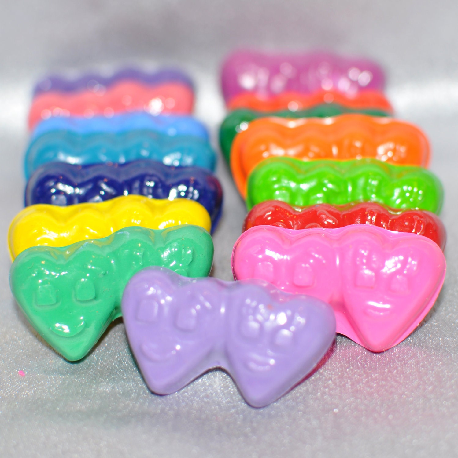 Recycled Crayons Happy Heart Shaped, Total of 10 Bags Each Bag Will Have 2 Heart Crayons, Total of 20 Crayons Il_570xn