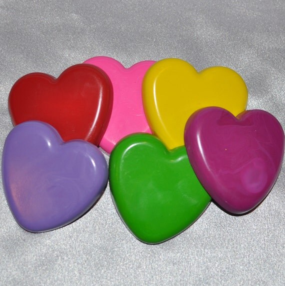 Recycled Crayons Heart Shaped / Total of 6. Il_570xn