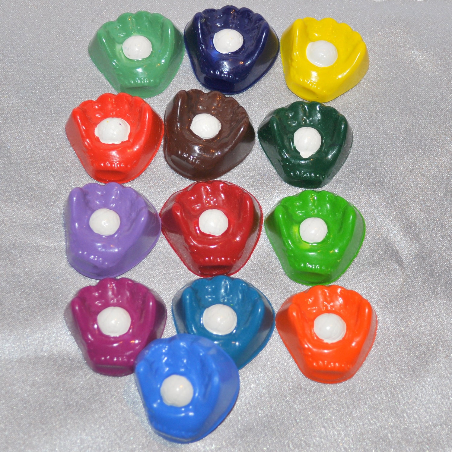 Recycled Crayons Baseball Glove and Ball Shaped Total of 13