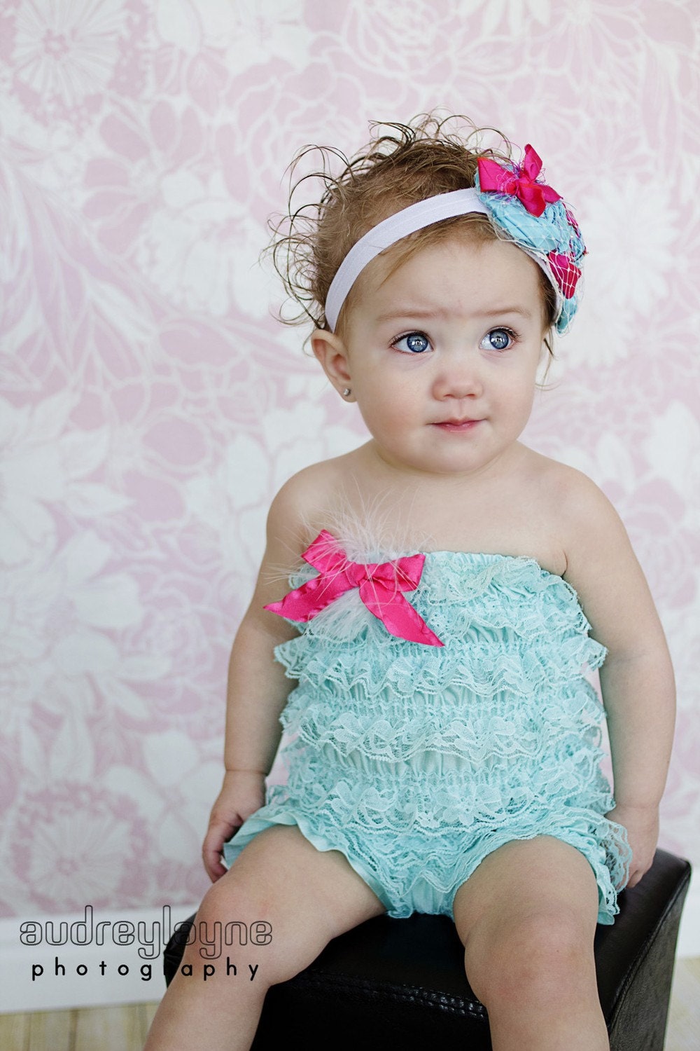 lace petti romper with a bow