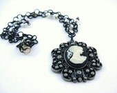 Handcrafted Etsy Jewelry - Victorian Style Lady Pendant Charm and Chain, Feminine Necklace