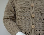 Cardigan - Tan Cotton Crochet, M