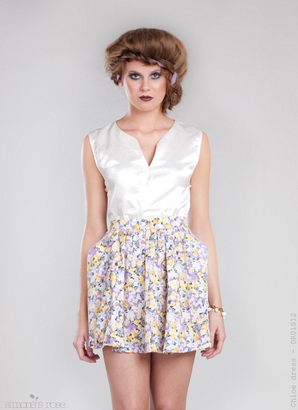 Chloe floral dress in organic cotton / silk & hemp - Last in stock sale / fits XS to SMALL