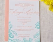 Custom Letterpress - Floral Bridal Shower Invitations -