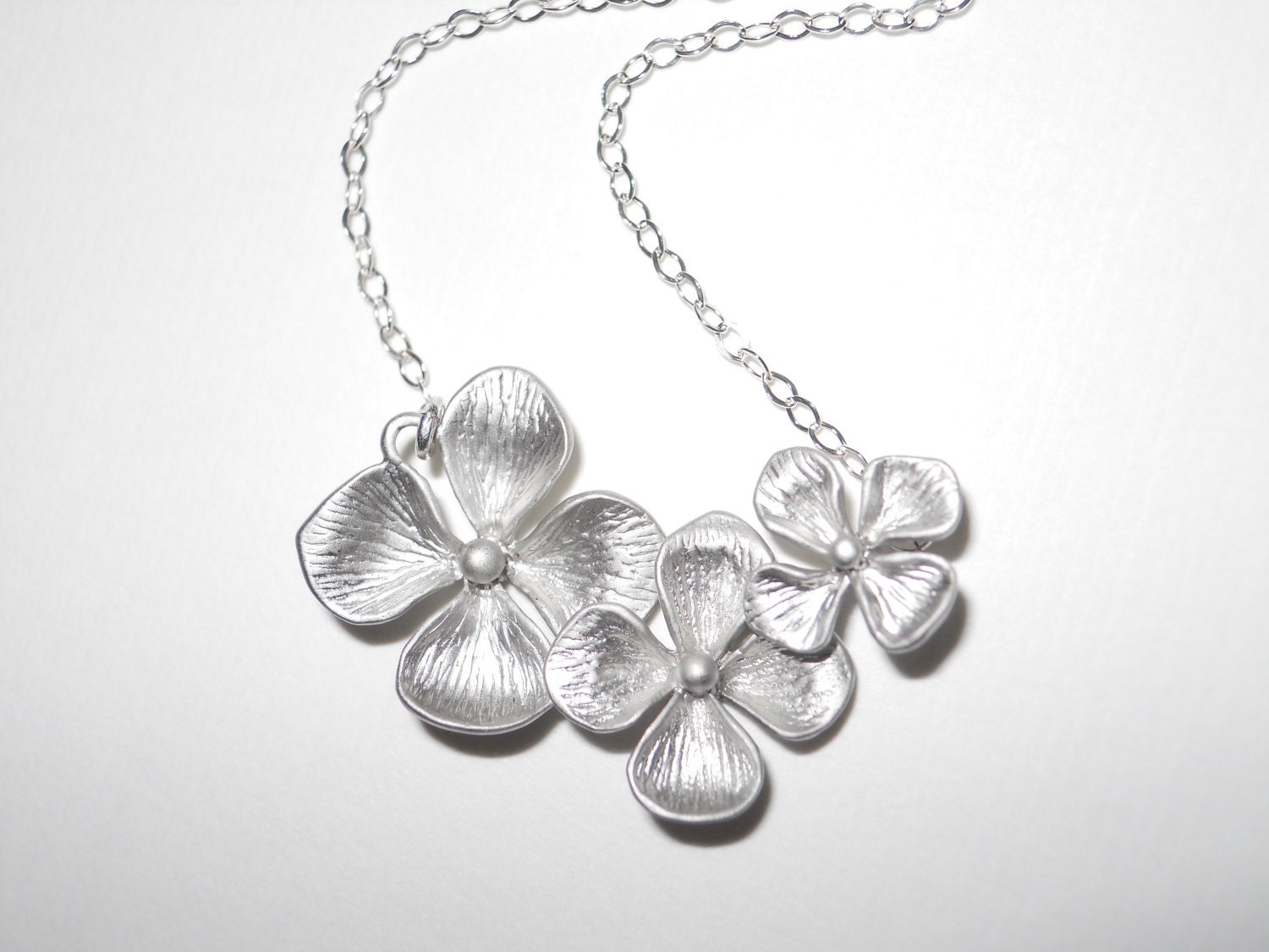 Primrose Triple Flower Necklace - Petite dainty flower charm suspended on sterling silver chain - morganprather