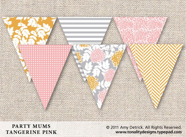 DIY Printable Party Collection Accessories: Party Mums (Tangerine Pink)