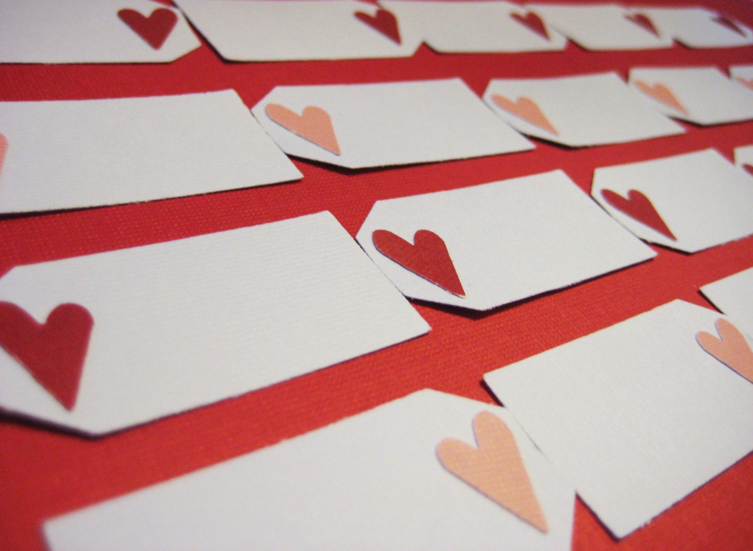 Red and pink mini heart tags, set of 20