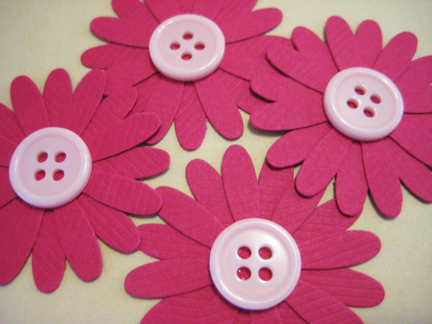 Pink flower embellishments, set of 8