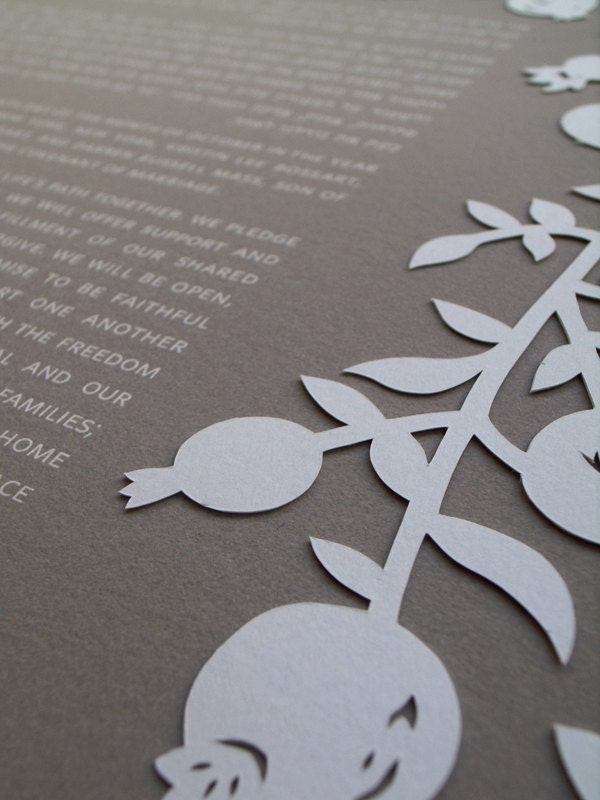 Papercut Ketubah - Pomegranate Frame