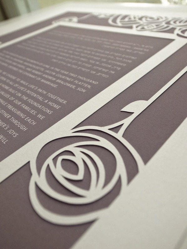 Papercut Ketubah - Art Deco Roses