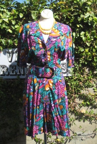 Vintage Floral jumper with belt VR710 SALE