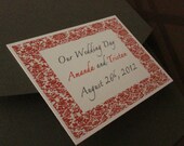 75 Grey Pocketfold Damask Red & Grey Wedding Invitations - 15th, 16th, 18th, 21st, 30th, 40th, 50th, 60th, Wedding, Weddings