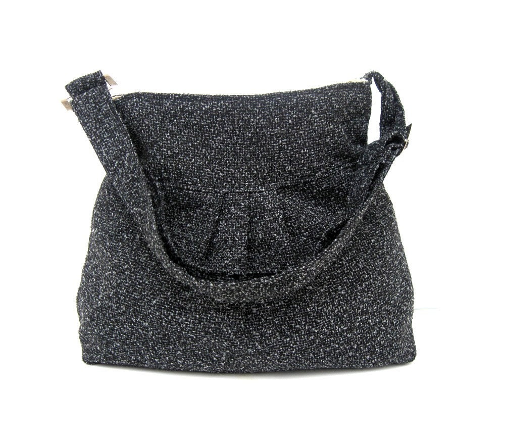 Sale % 10 off-New-Shoulder Bag-Wool-Black and Gray - marbled
