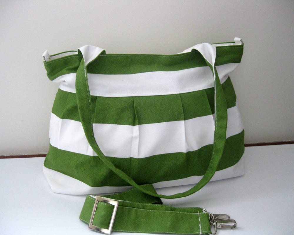 Sale % 10 off-Green Bag-Pleated Bag-Large-Double Straps and Adjustable to Straps-6 Large Pockets-Zipper Clouse