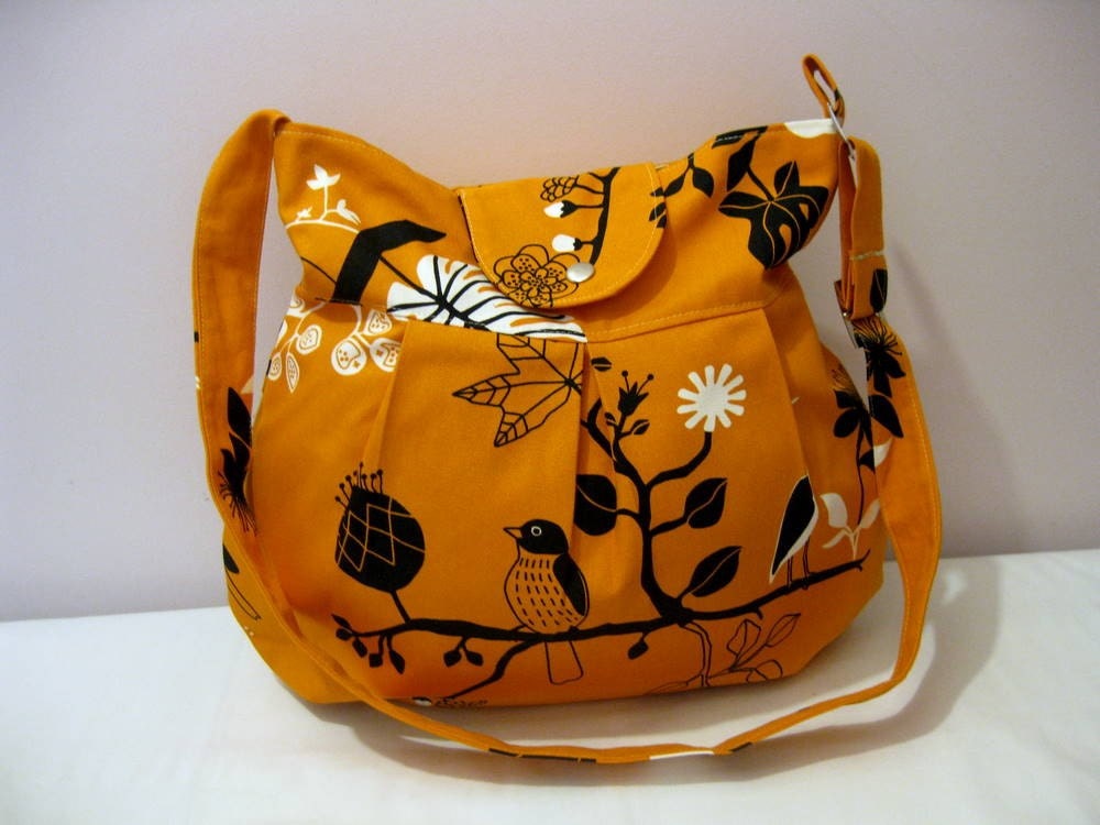 Shoulder Bag-Diaper Bag-Messenger Bag-PleatedOrange-Adjustable to Straps