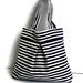 Tote bag-Black and White Stripe-Double Straps-Large