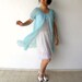 Vintage Powder Blue Short Chiffon and Lace Peignoir Robe