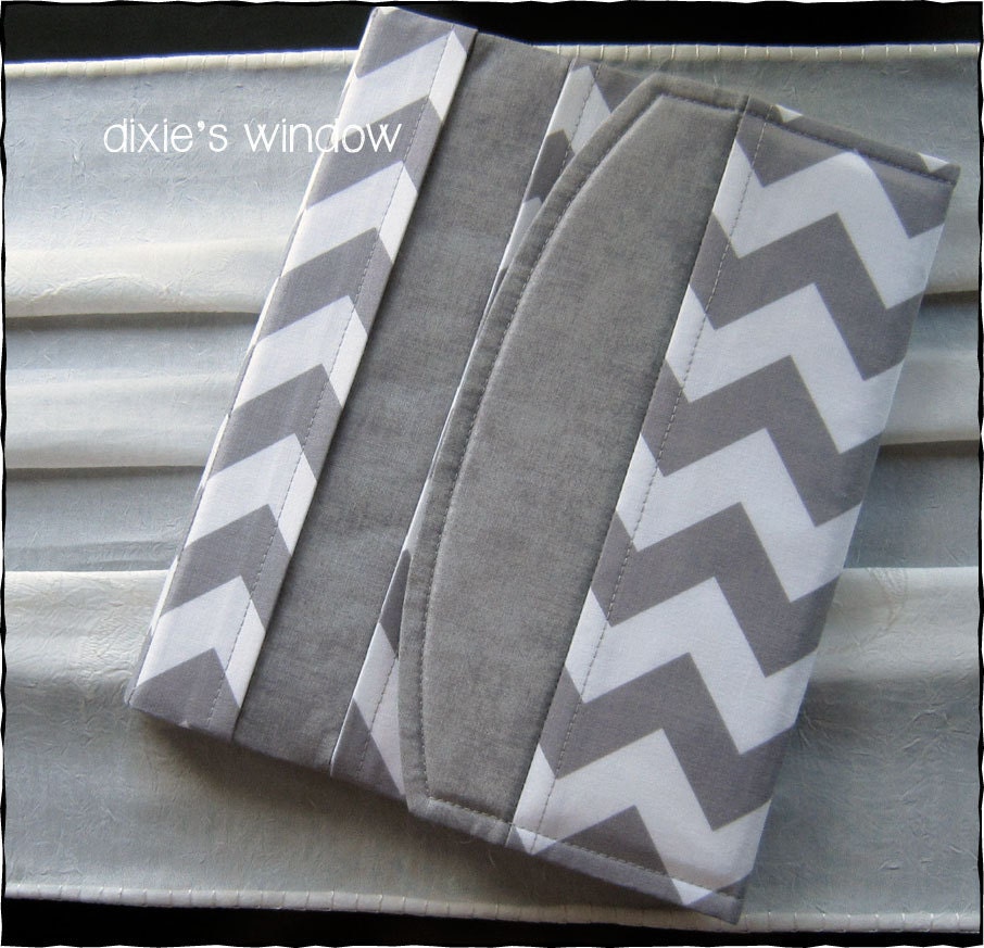 The NEW iPad - iPad 1 - Pad 2 - Snap-On Book Style Case - Chervon in Grey