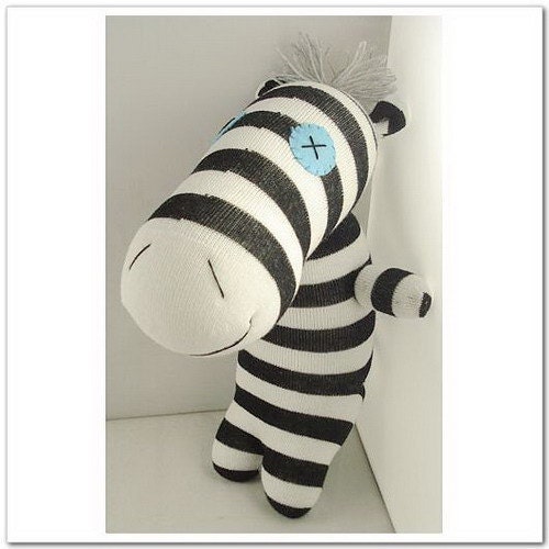 Handmade Sock Zebra Stuffed Animal Doll Baby Toys
