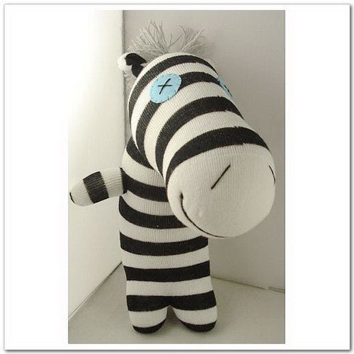 Handmade Sock Zebra Stuffed Animal Doll Baby Toys