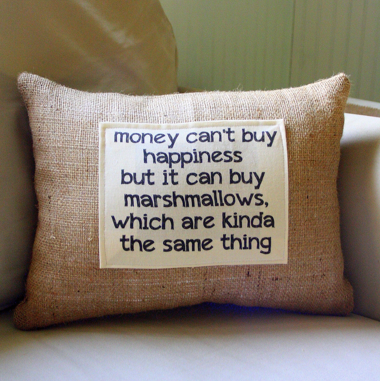 Money can't but happiness, but it can buy marshmallows which are kinda the same thing pillow cover