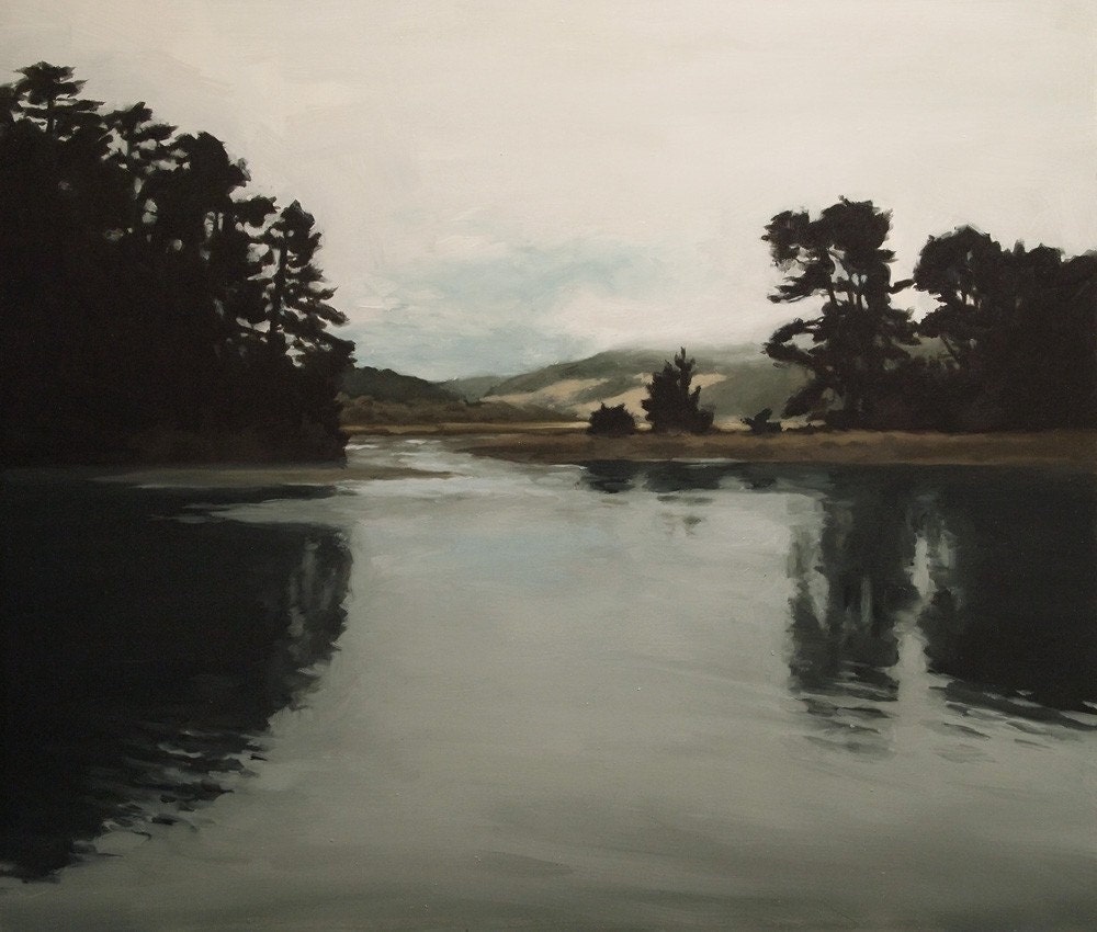 Bolinas Reflection, Oil Painting Landscape Art Print, 13 x 19 inches