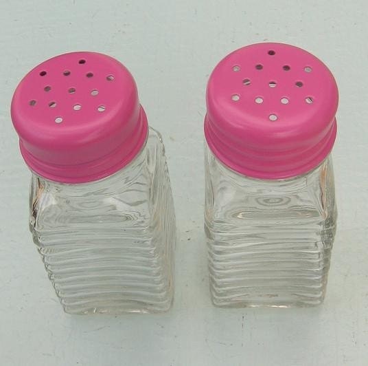 Recycled  Hot Pink Salt and Pepper Shakers
