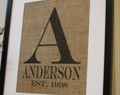 Original Burlap Wedding or Anniversary Personalized Artwork