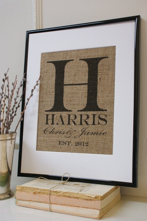 Personalized Wedding Burlap Artwork