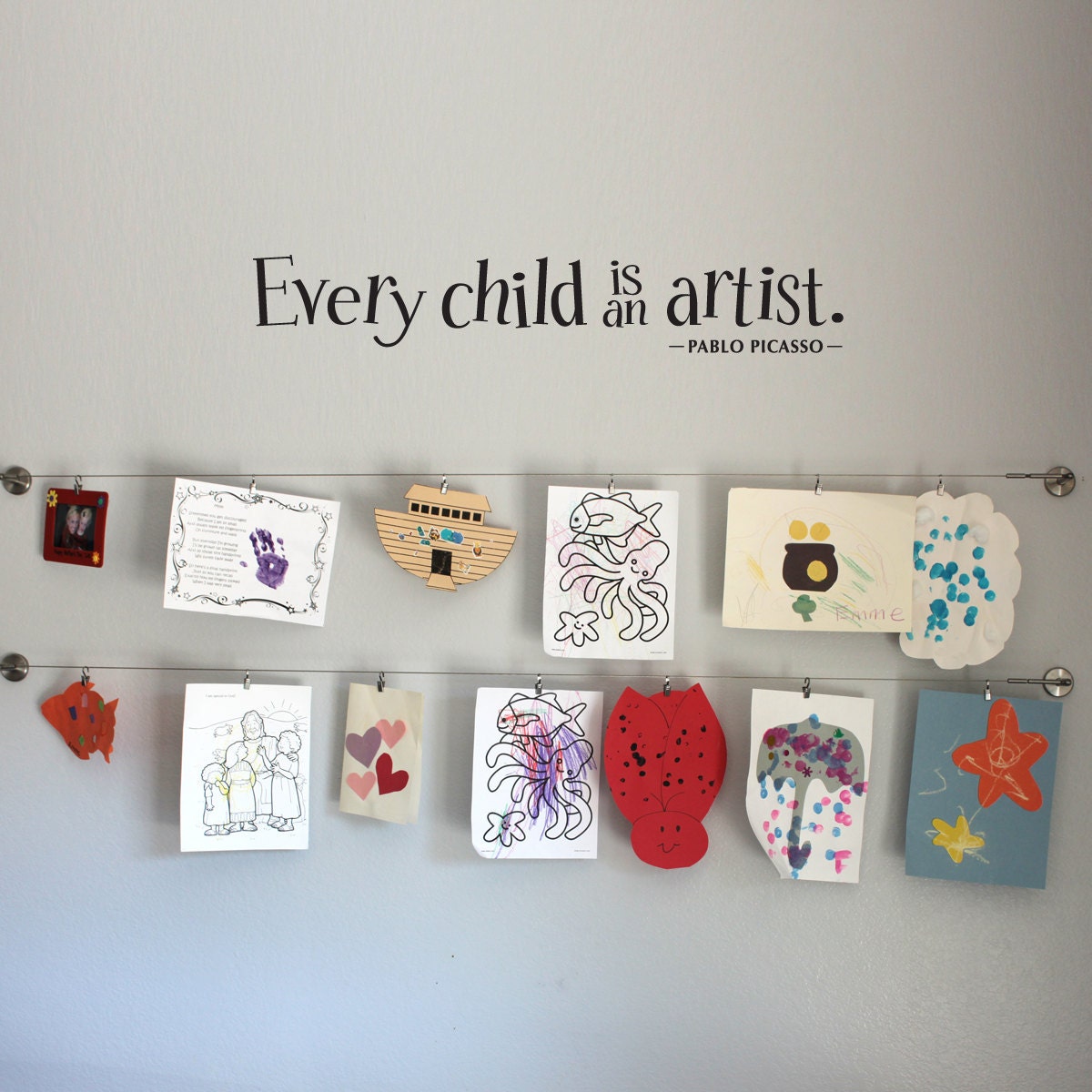 Every Child is an Artist Wall Decal Medium - Children Artwork Display - Picasso Quote
