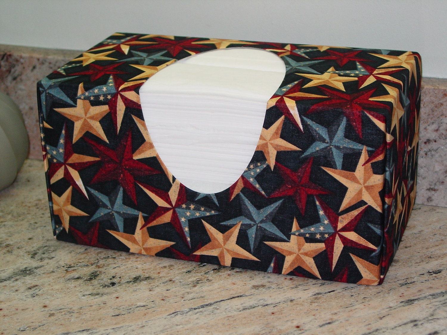 Patriotic Texas Stars Fabric - Americana Tissue Box Cover