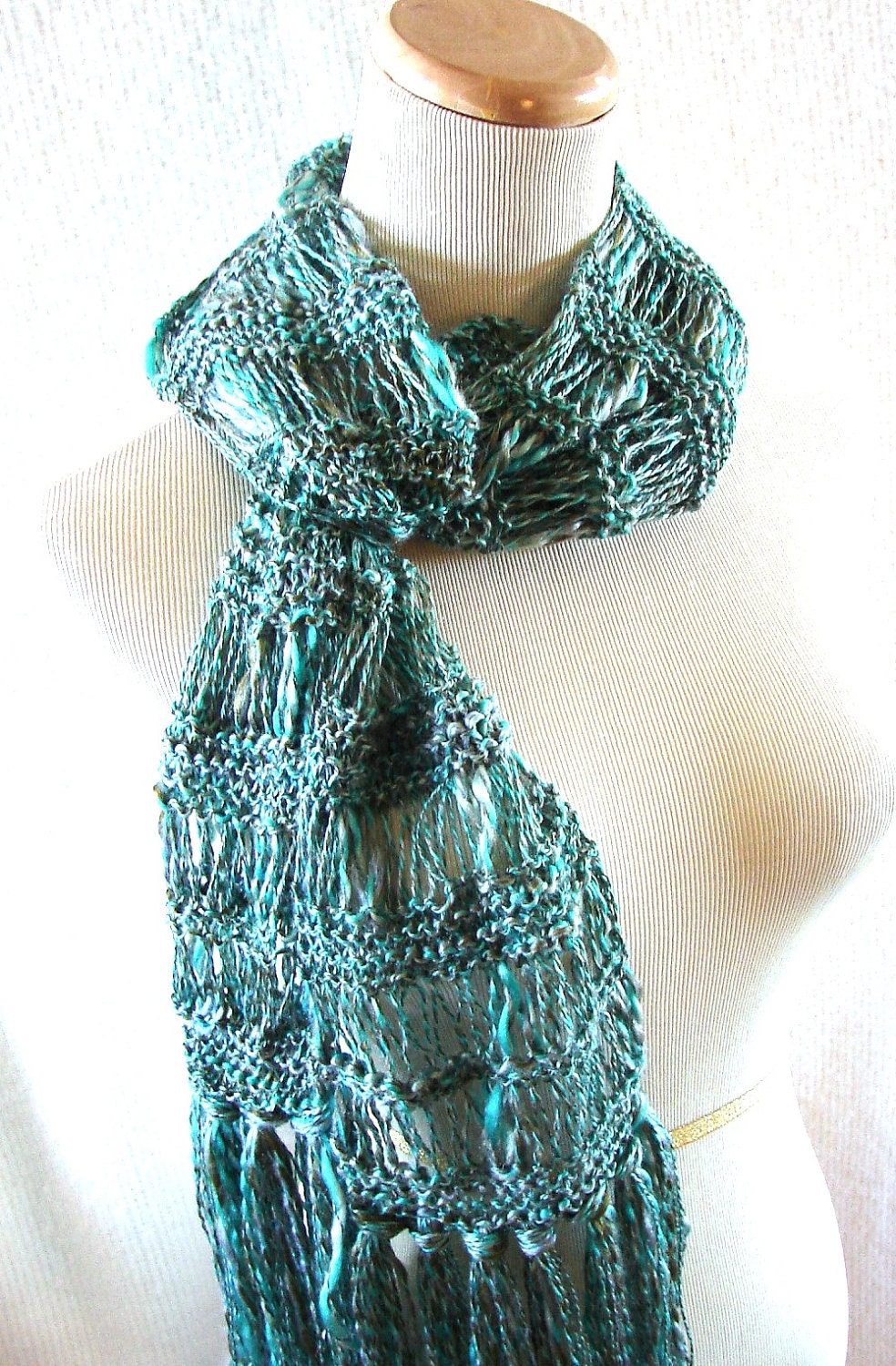 Turquoise Spirit Hand Knit Scarf