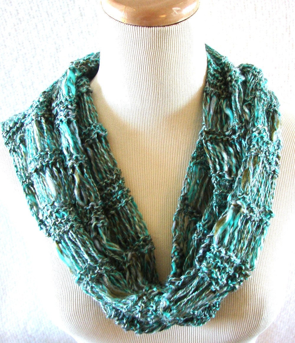 Turquoise Spirit Hand Knit Scarf