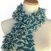 Teal Hand Knit Ruffled Scarf
