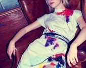 Abstractly painted DRESS/ Minimalist dress/ Galaxy dress/ White dress/ rusteam/ bright fashion mother's day gift/ teamstyle