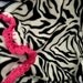 Zebra Striped Fleece Throw Blanket with Pink Crochet Edge