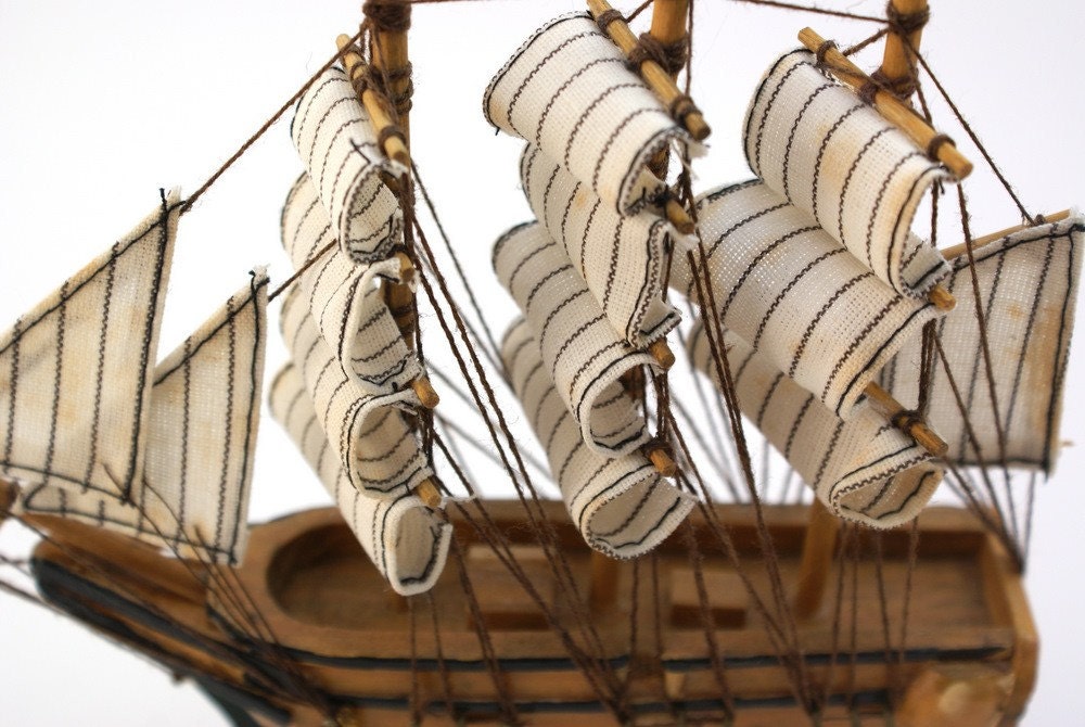 Miniature Wood Ship Model VINTAGE