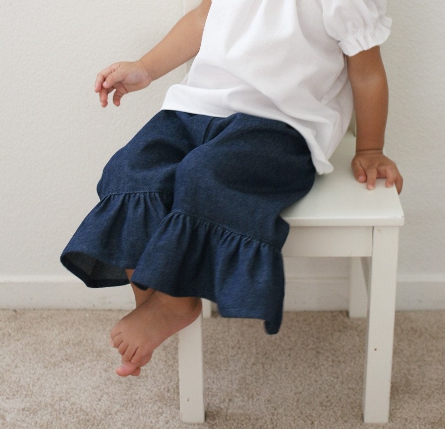 Ruffle Denim Pants / Sizes 12m, 18m, 2t, 3t, 4t, 5t