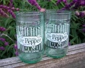 Two Dr Pepper Juice Glasses // Recycled Glass Bottles