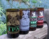 Four Recycled Stone Brewery Juice Glasses // Ruination IPA, Levitation, India Pale Ale, Pale Ale