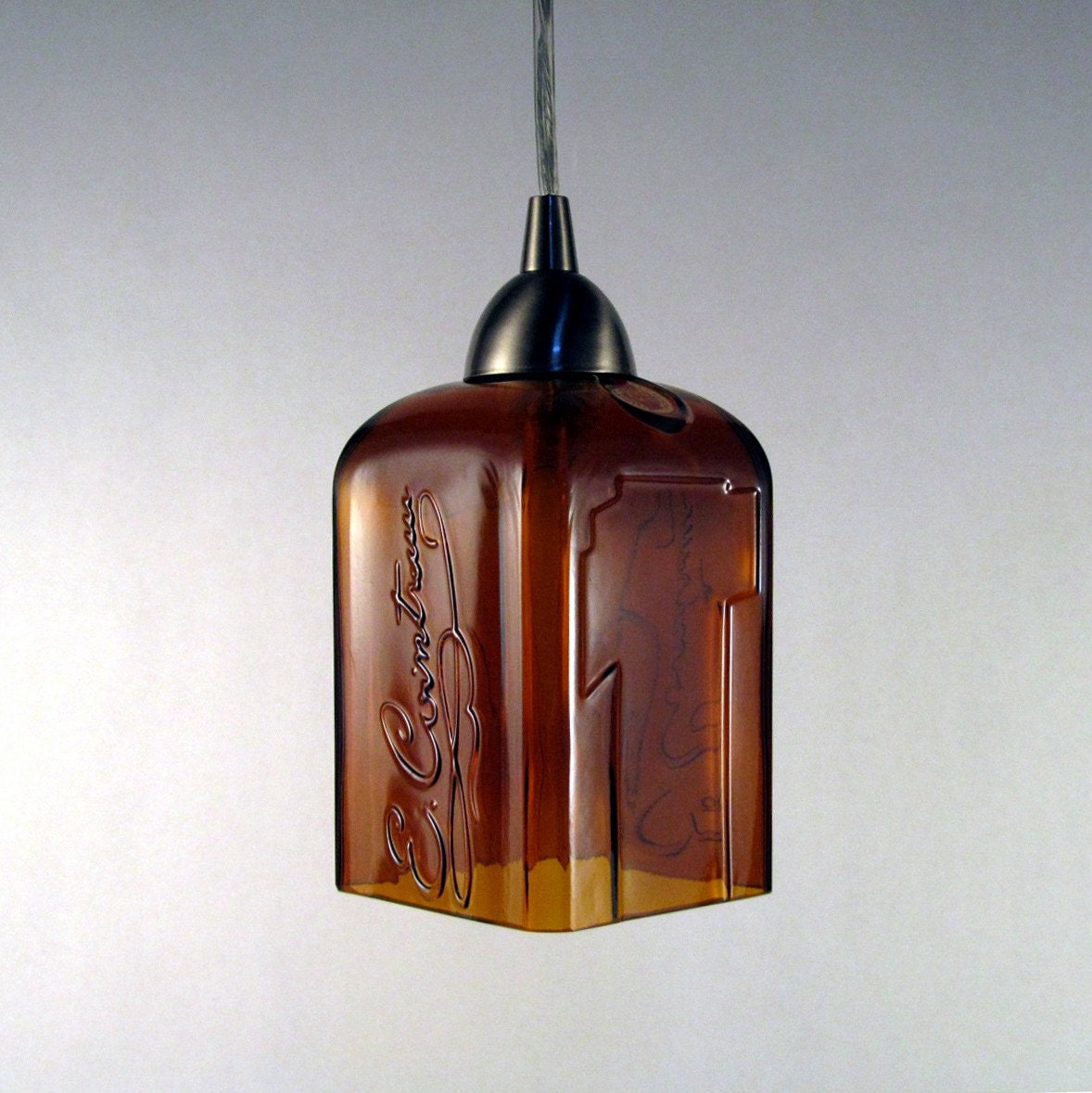 Recycled Cointreau hanging pendant light with canopy