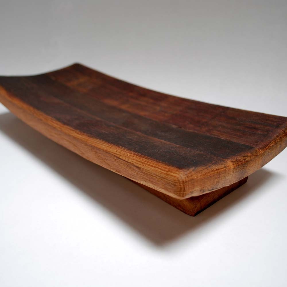Recycled Wine Barrel Serving Tray with Stave Foot