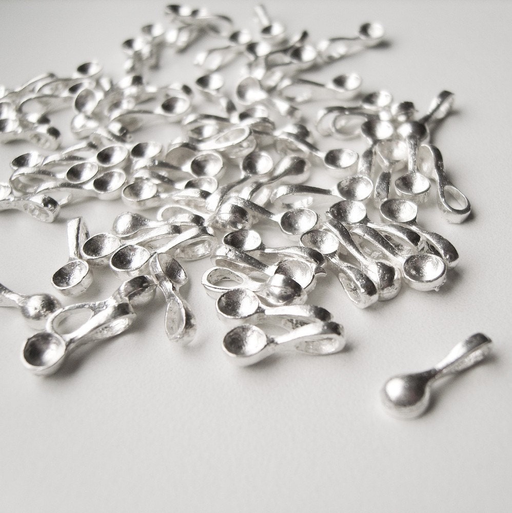 Silver Plated Glue On Bail Mini - 10 pcs