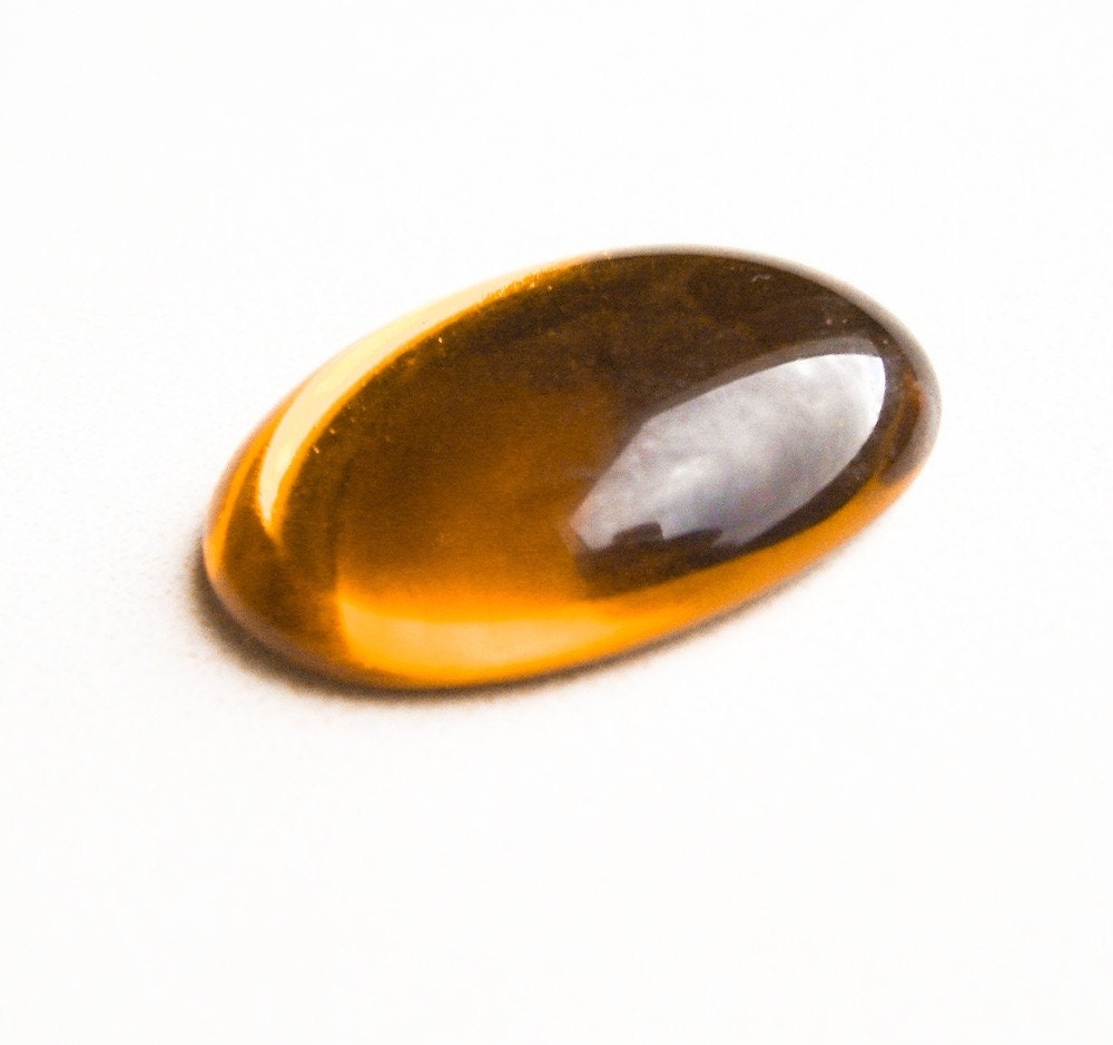 Vintage German Glass Cabochon Topaz With Foil Back - 24 mm