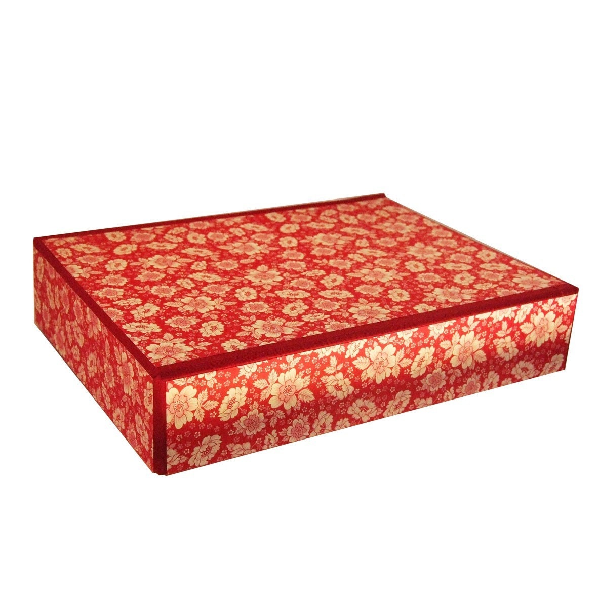 File box / Desk box DIN A4 plus  in red English Flower