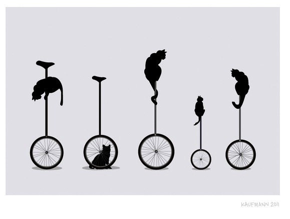 Custom to Anucia - Cats on Unicycle Big Print